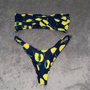 Zaful Blue and Yellow Lemon Tropical Bikini, Swim Wear, Swimming Suit